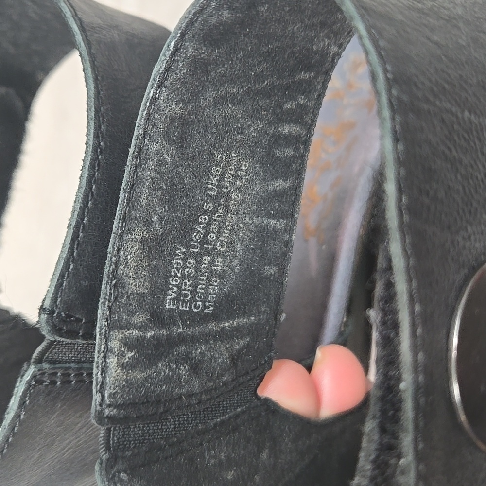 Aetrex Women Becca Strap Ankle Hook&loop Wedge Leather Sandals shoes sz 8.5 - Picture 4 of 11